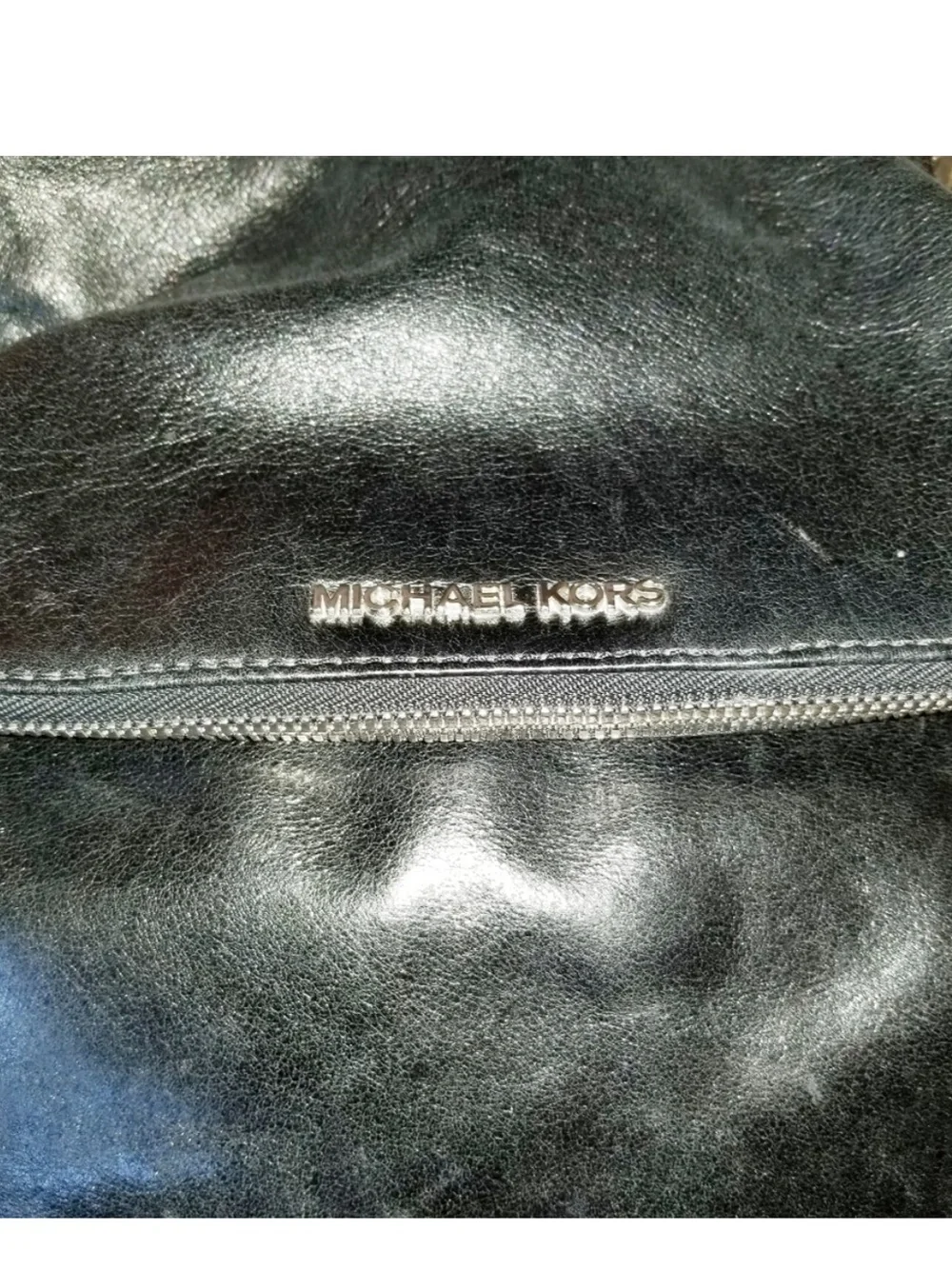 Michael Kors Shiny Black Leather Backpack with Silver Logo